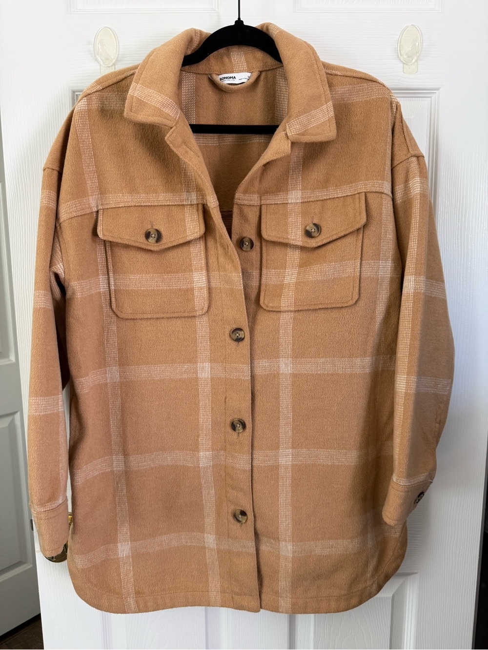 UNIQLO Camel Plaid Button-Front Shacket